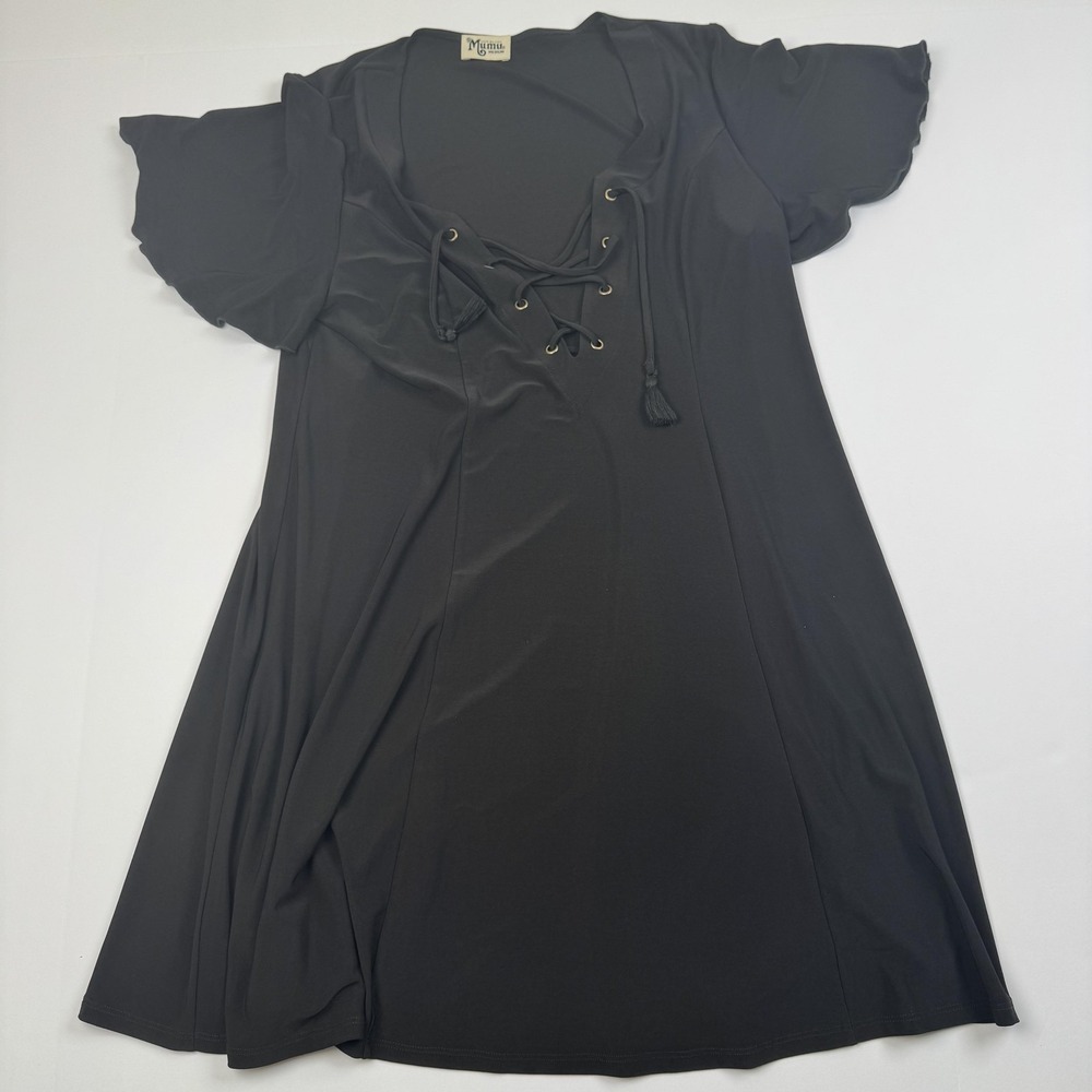 Show Me Your Mumu Matilda Mini Dress Black Lace Up Flare Sleeve MF7-771 Medium